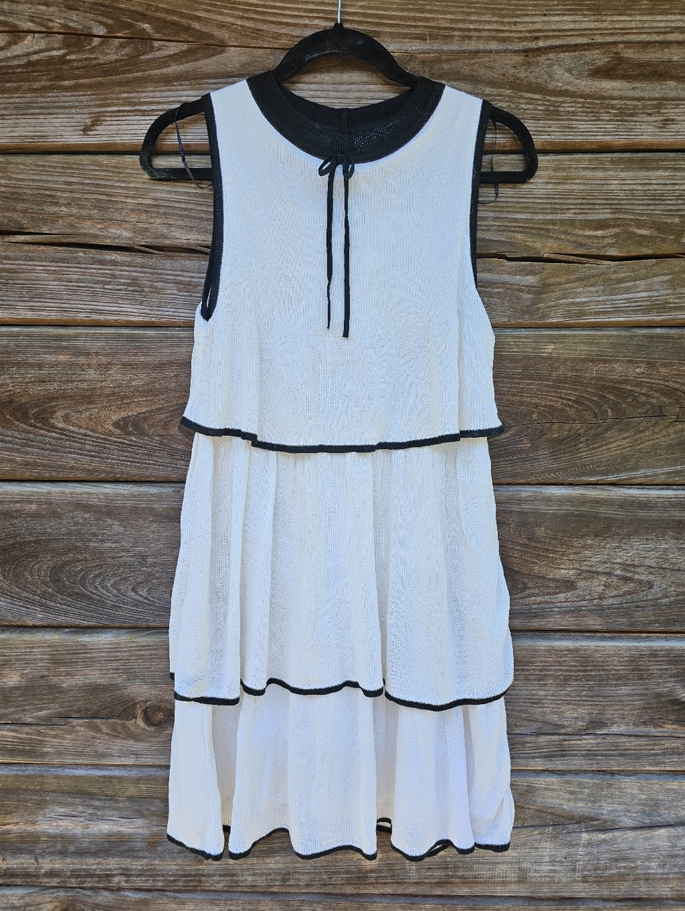 Zara Tiered Ruffle Mini Dress Black & White Contrast Sleeveless Size Small